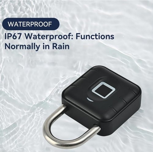 NexusLab Smart Fingerprint Padlock with TUYA App Control, IP67 Waterproof, 10 Fingerprints, Stainless Steel Shackle for Travel, Gym Locker & Outdoor Gatres
