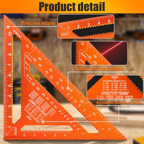 Matework 12-Inch Carpenter Square / Rafter Square for Woodworking, Aluminum
