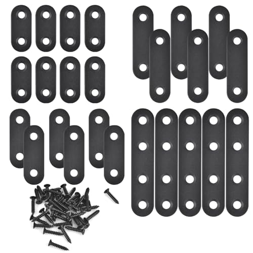 ALLWIN 28-Piece Metal Wood Mending Plates Set with 4 Sizes and Screws for Furniture Repair