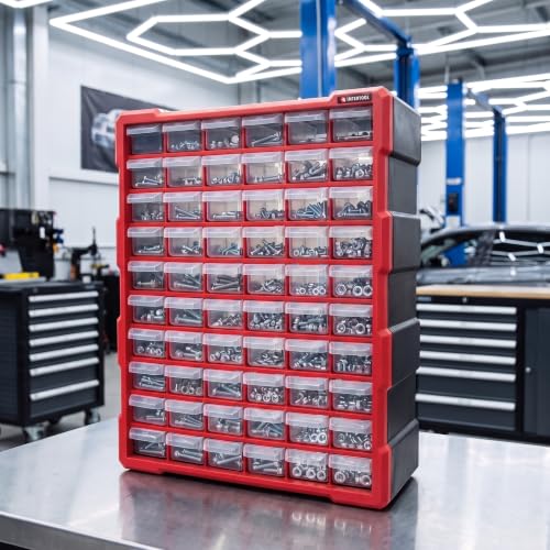 INTERTOOL 60-Drawer Parts Organizer 19x15x6 in Wall/Desktop Storage Cabinet BX08-4016