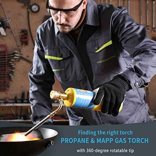 Propane Mapp Gas Torch Head 360¡Æ Rotatable Nozzle, Plumbing Torch Flame Adjustable Fuel by Propane Mapp Map-Pro Canisters, High Intensity, Brass Pressure Regulator