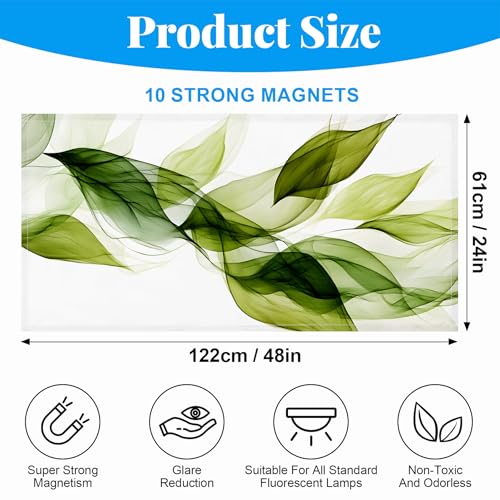 Green Leaves 2 Pack Fluorescent Light Covers 4x2 ft Magnetic Ceiling Filters