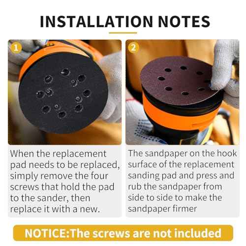 5 Inch 8 Hole Orbital Sander Pads Compatible with Ridgid R2501 R2600 R2601 R2611 R8606 Random Orbit Sander Replacement Hook and Loop Backing Pad Parts # 300527002
