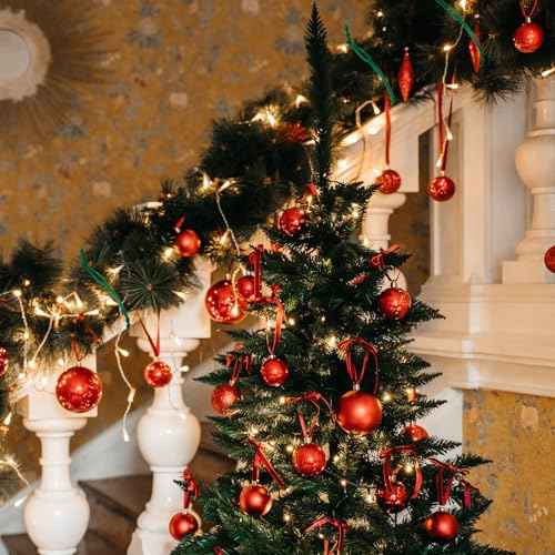 Amylove 40 Pcs 9 Inch Christmas Garland Ties Christmas Decorative Banister Ties Adjustable Reusable Wreath Garland Hanger for Door Banister Stairway Decoration