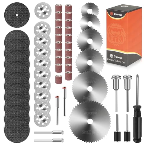 55pcs Cutting Wheels Set for Dremel Rotary Tool,10pcs Resin Cutting Discs,10pcs Diamond Cutting Wheels,6pcs HSS Circular Saw Blades,20pcs Sanding Drum for Cutting Metal,Wood