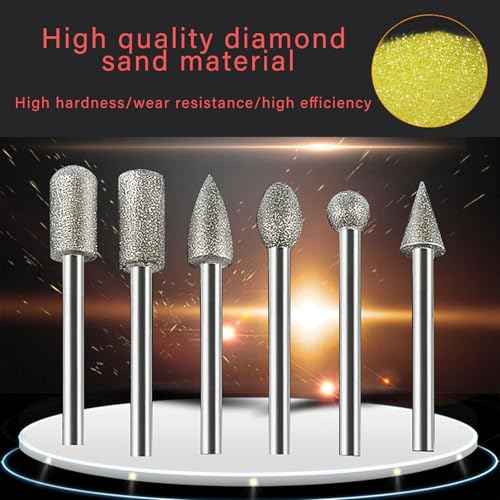 20Pcs Diamond Grinder Bit 1/8" Shank,Stone Carving Set Polishing Diamond Burrs, Rotary Tools Accessories Grinding Burrs for Stone Glass Resin Porcelain Ceramic Quartz Glaze Steel Carve Engrave Polish