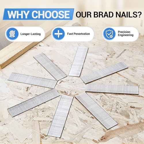 meite 18 Gauge Stainless Steel Brad Nails, 1-1/2 Inch 18GA Brad Nails, 304 Stainless Steel Small Finishing Nail Gun Nails for Pneumatic, Electric Brad Nailer Gun (2,000 Counts)