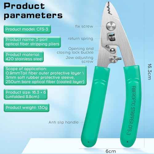 Stainless Steel Fiber Optic Stripper 3 Port Hole Adjustable Openin Optical Fiber Stripper Fiber Optic cutter Tool For 125¥ìm-250¥ìm Coating Stripping tool Fiber optic stripping pliers