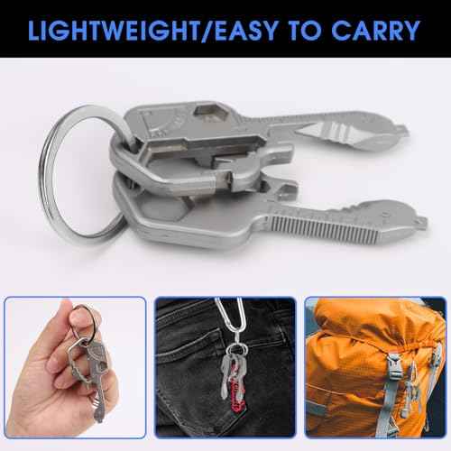 LOGJAM 2 Pcs MultiTool 24 in 1 Multi Tools, Stainless Steel Key Chain with Drill Drive Screwdriver and Bottle Opener Outdoor