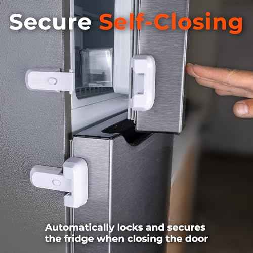 2-Pack Child Proof Fridge Lock with Adhesive - No Tools Required - Refrigerator Lock for Kids - Freezer Latch to Keep Door Closed - for Toddlers, Cats, & Dogs - White