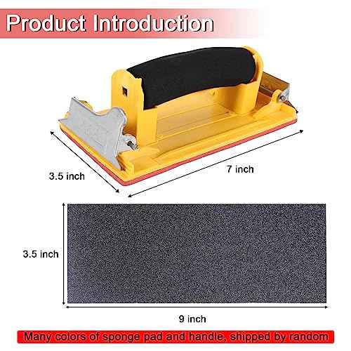 Sandpaper Holder with Sponge Handle, 36 Pack 120 to 3000 Assorted Grit Dry & Wet Sandpaper with 1 Pack Hand Sander, Manual Hand Sanding Block for Drywall Wood Metal Furniture Polishing