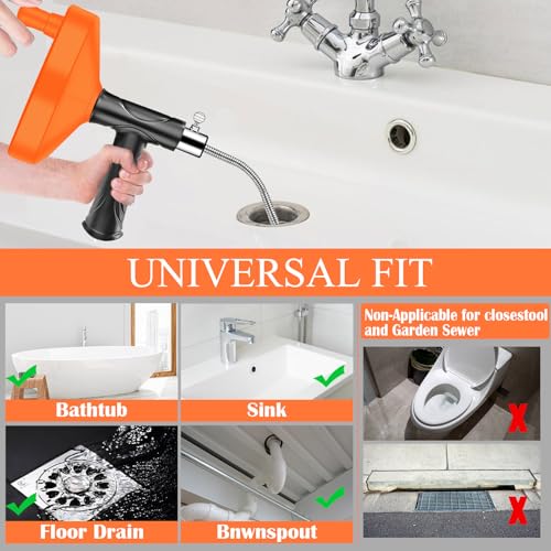 Launary 33 Feet Drain Snake Auger - Heavy Duty Plumbing Clog Remover Tool