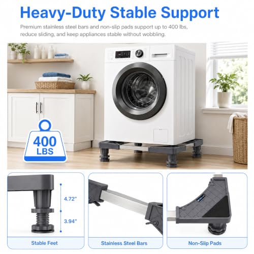 Adjustable Mini Fridge Stand 17-26 in, 400 lb Capacity with 4 Levels & Non-Slip Feet