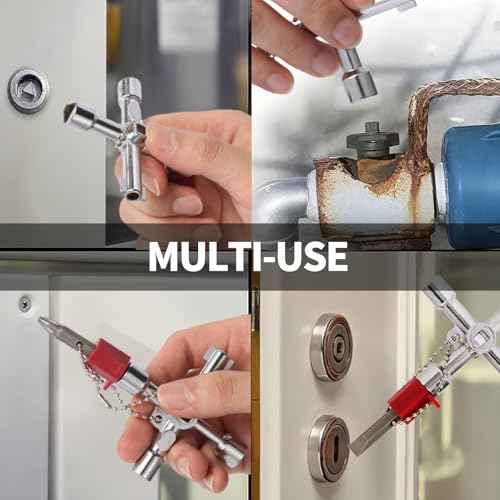 2 Pcs Water Key, Premium Silcock Key 4 Way, Multi-functional Water Key Shut Off Tool, Compact Water Meter Key for Hose Bib, Valve, Faucet and Spigot