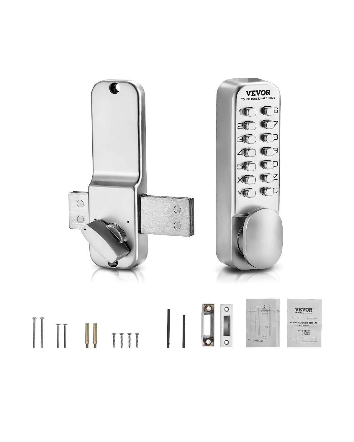 VEVOR Mechanical Keyless Entry Door Lock, 14 Key Door Lock, Mechanical Keypad with Adjustable Thumb Knob, Single-Side Zinc Alloy Waterproof Keyless Gate Lock, for Home Office