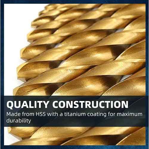 Titanium Twist Drill Bit Set- 3/16''(10PCS)£¬Titanium HSS Hex Shank Impact Drill Bit Set with High Speed Steel for Wood Plastic Aluminum Alloy, Quick Change