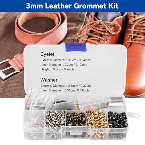 420PCS 3mm Grommets Eyelets Kit with Hand Tools for Leather and Fabric Crafting