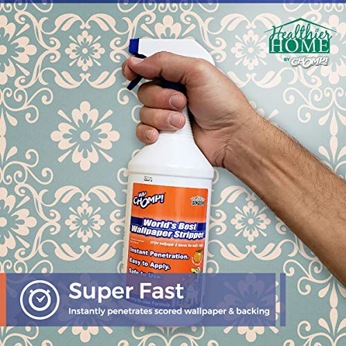 WP Chomp Wallpaper Stripper - Fast-Acting Sticky Paste Remover 32oz, Citrus Scent