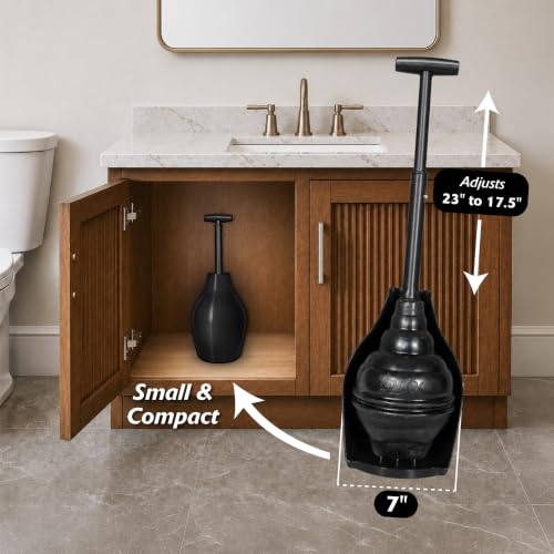 Korky BeehiveMAX Toilet Plunger & Holder in Black - Fits All Toilets