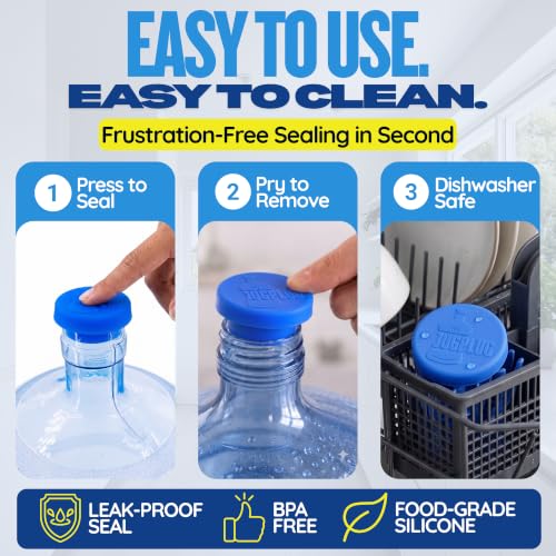 The Jug Plug V1 5 Gallon Water Jug Cap No Spill Reusable Silicone Lid