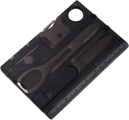 Black 12 in 1 Pocket Credit Card Outdoor Survival Multi Card Multi Tool EDC Tool Gear Multitools and Accessories, Multitools