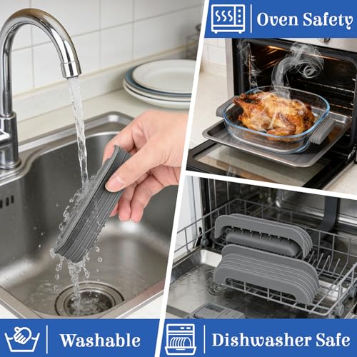 Winceed 2 Pack Silicone Handle Covers for Ninja Crispi Glass Air Fryer, Heat-Resistant 500°F, Grey