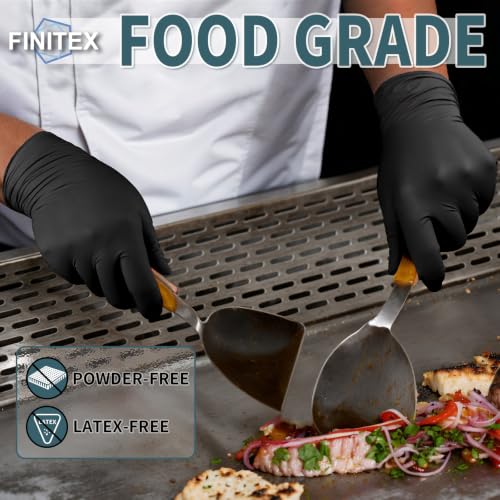 FINITEX Medium Black Nitrile Disposable Gloves 5mil Medical Exam 100PCS
