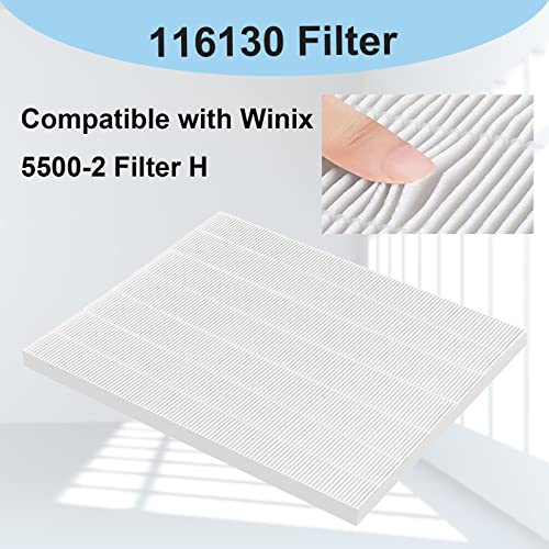Replacement 116130 Filter H for Winix 5500-2, Filter & Activated Carbon Filter Combo Pack Compare to Part # 116130