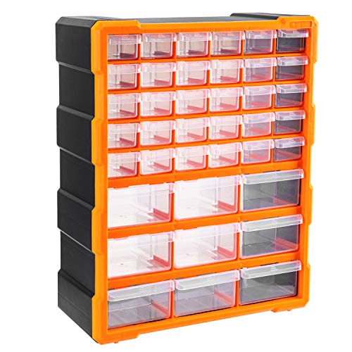 Amazon Basics 39-Drawer Wall Mount Cabinet Organizer, 15" L x 6.3" W x 18.6" H