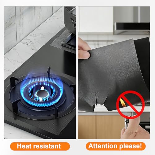 Stove Burner Covers 10-Pack 10.6x10.6 In - Reusable, Heat-Resistant Gas Stove Top Covers
