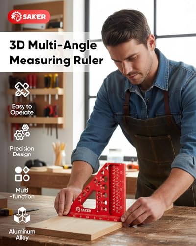 Saker 3D Multi-Angle Measuring Square Tool, Aluminum Alloy Carpenter