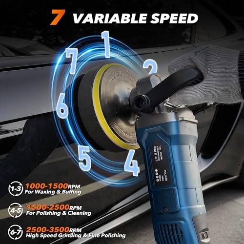 OFISPEED 1600W Blue Rotary Car Buffer Polisher - 6/7 Inch Variable Speed