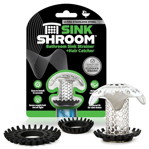 SinkShroom Ultra Bathroom Sink Drain Protector - Stainless Steel, Single