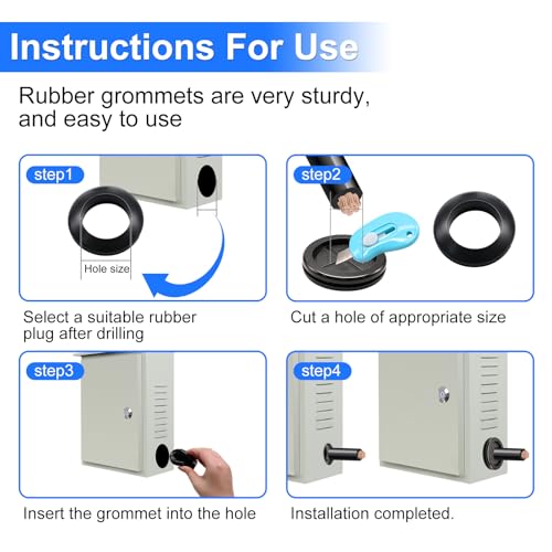 Black 11 Sizes Rubber Grommet Kit for Wire Protection - 210 Pieces