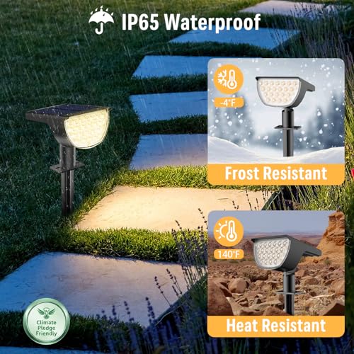 GKGG Solar Pathway Lights Outdoor Waterproof 76 LED 3 Modes 4 Pack Warm White
