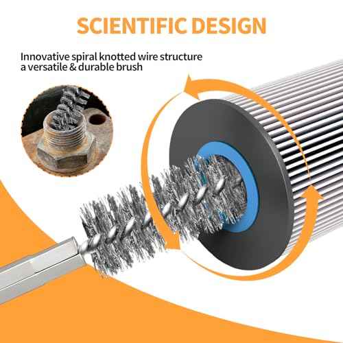 Bore Brush for Drill ? 6pcs Stainless Steel Wire Tube Brush in Different Sizes, Twisted Wire Cleaning Brush with 1/4" Hex Shank, bore Brush Copper Pipe Cleaner for Power Drill & Tube Cleaning