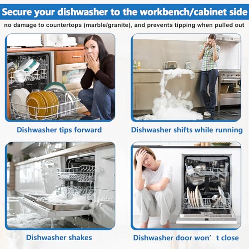 BigHead 8269145 Granite Countertop Dishwasher Mounting Bracket Kit — 2 Sets, Pre-Attached Self-Adhesive Pads Included