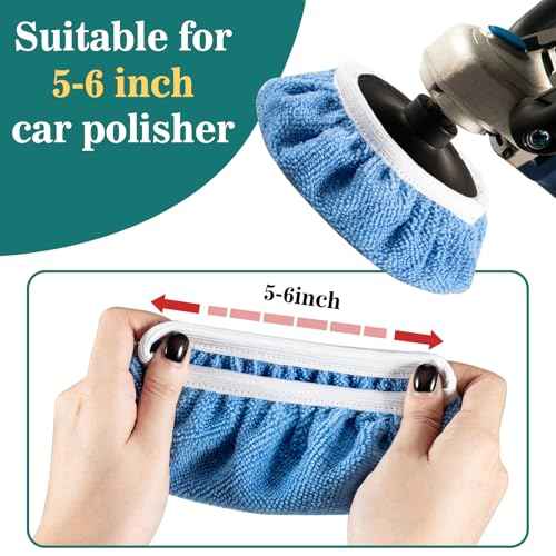 Sukh 12PCS Car Buffing Pads - Car Polishing Bonnet Pad Buffing Pads 5 to 6 Inches Microfiber Polish Pads Orbital Buffer Pads Wax Cover Kit for Vehicle Waxing and Cleaning