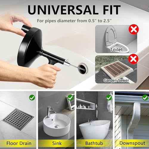 Drain Auger 25 Ft with Gloves, Plumbing Snake Drain Auger Hair Clog Remover, Heavy Duty Pipe Drain Clog Remover for Bathtub Drain, Bathroom Sink, Kitchen Cleaning