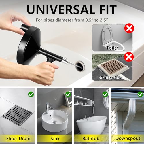 Drain Auger 25 Ft Heavy Duty Plumbing Snake with Gloves for Clogs