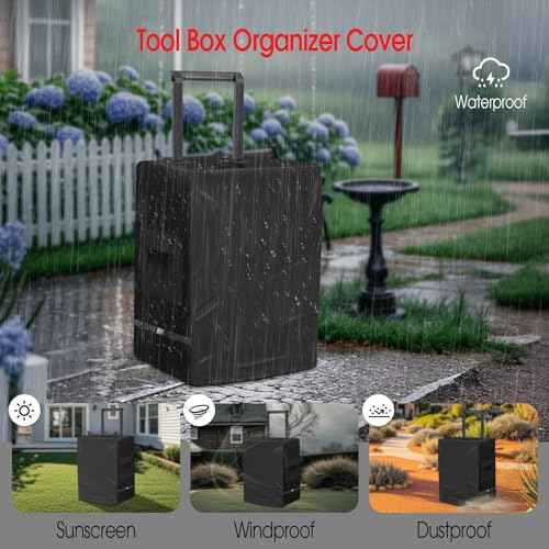 Tool Box Cover for DEWALT tool box with wheels, 600D Rolling Tool Box Organizer Cover Waterproof Tool Chest Cover, 21.6 x 17.7 x 39 In, Cover Only