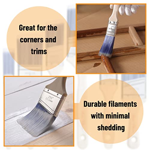 Bates Choice 6 Pack Paint Brushes with Wood Handles - Angled & Flat, 1