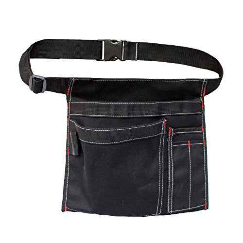 Tool Pouch MDSTOP Single Side Apron with 5 Pockets and 1 Hammer Loop, Fits for Hammer, Pencils, Screwdrivers etc. (Black)