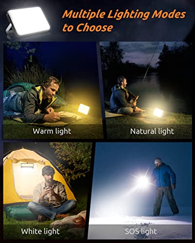 Eventek 20000mAh Rechargeable LED Work & Camping Light with Power Bank, 144H Runtime, 90° Rotatable Stand, Waterproof Floodlight for Emergency, Car, Home
