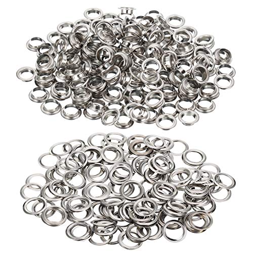 WILLBOND 1/4 Inch Silver Grommets and Washers Kit 500 Sets for Crafting & Repair