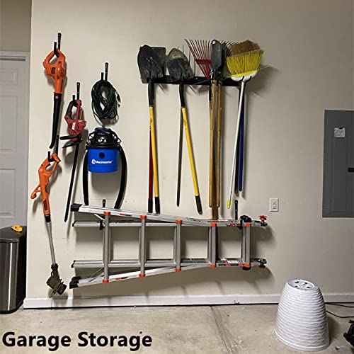 Garage Storage Ladder Hooks with 12" Jumbo Arm, 8 Pack Heavy Duty Wall Mounted Storage Hanger Utility Organizer for Bicycle, Folding Chairs, Bike and Garden Tools