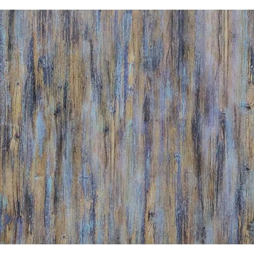 CiCiwind Purple Blue Wood Peel and Stick Wallpaper - Faux Wood Wallpaper Decorative Vinyl Film - Shelf Drawer Roll 118'x17.7'