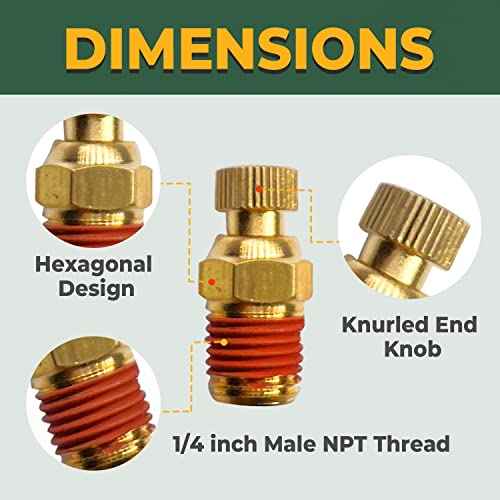 Air Compressor Tank Drain Cock, LIONMAX 1/4'' NPT Brass Tank Drain Valve Replacement Part, 2 PCS