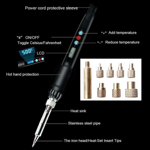 3DZWMAN Vertical Heat Pressing Machine,Heat Set Insert Tool,Brass Inserts 3D Printing,Heat Set Insert tip for Thread Knurled Nut M2/M3/M4/M5/M6(1/4)/M8