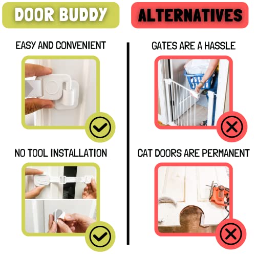 Door Buddy Baby & Cat Door Latch - Adjustable Child Safety Lock, Grey